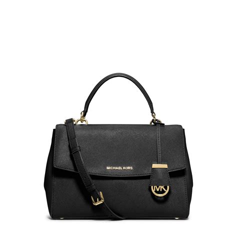 michael kors ava medium saffiano leather satchel black|Michael Kors saffiano tote large.